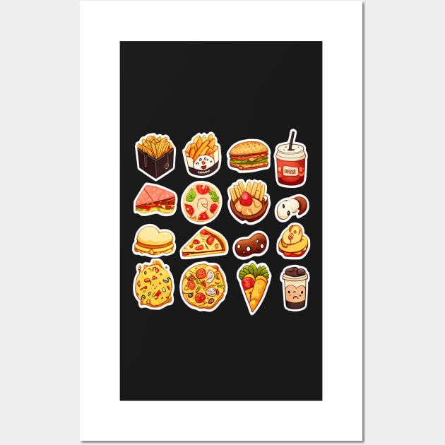 #10 Cute happy food sticker pack Wall Art by KawaiiFoodArt